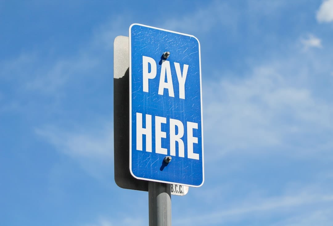 A blue sign with white text